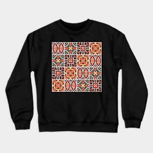Ornate Check Pattern with Different Ornament Crewneck Sweatshirt